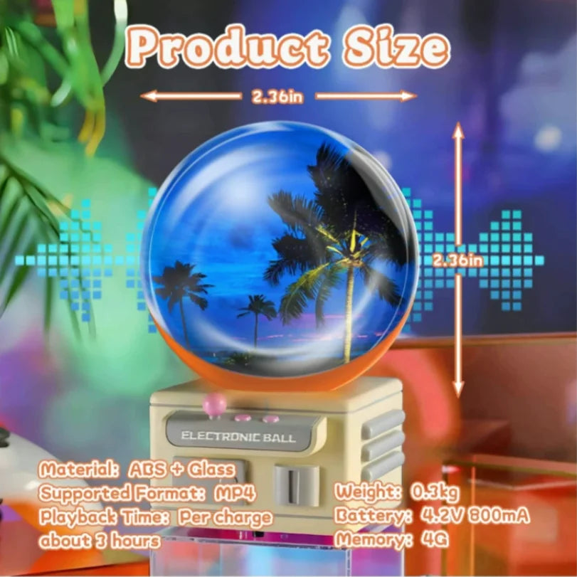 Compacte Sferische Crystal Ball Video Display Lamp, 2.7 inch, 4GB